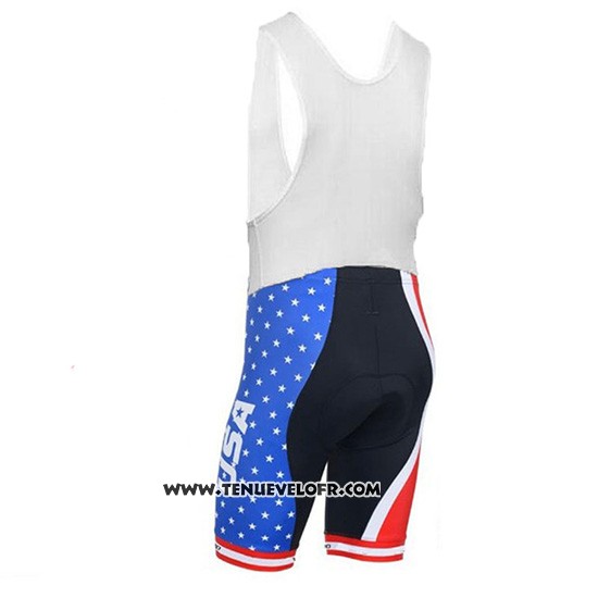 2018 Maillot Ciclismo USA Bleu et Rouge Manches Courtes et Cuissard